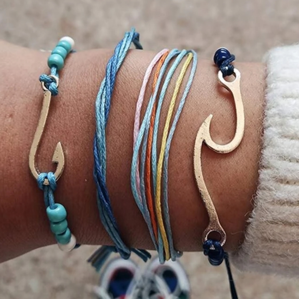 Hook and Wave Rope Bracelet Set